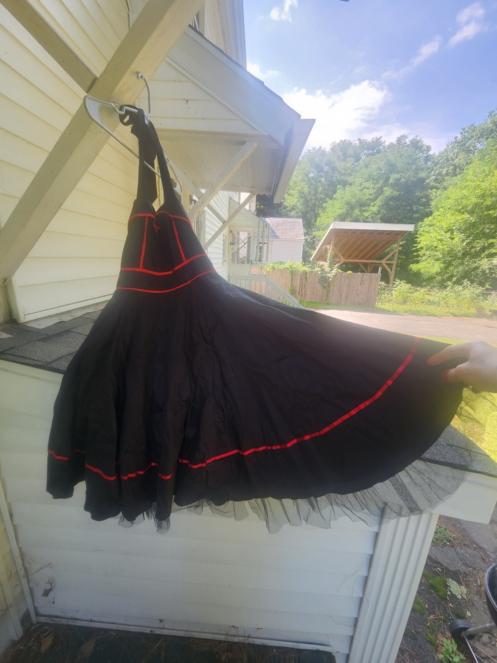 Black Swing Dress with Red Trim